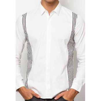 Apparel White With Black Lining Contrast Designer Shirt Code Nexus 2 Ea